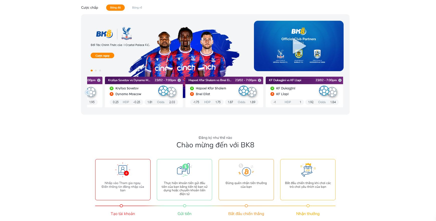 Giao diện trang cá cược